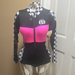 Thrills Route 69 Black and Pink Bodysuit